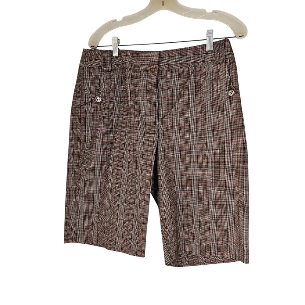 Plaid Knee-Length Women's Shorts - Brown Plaid